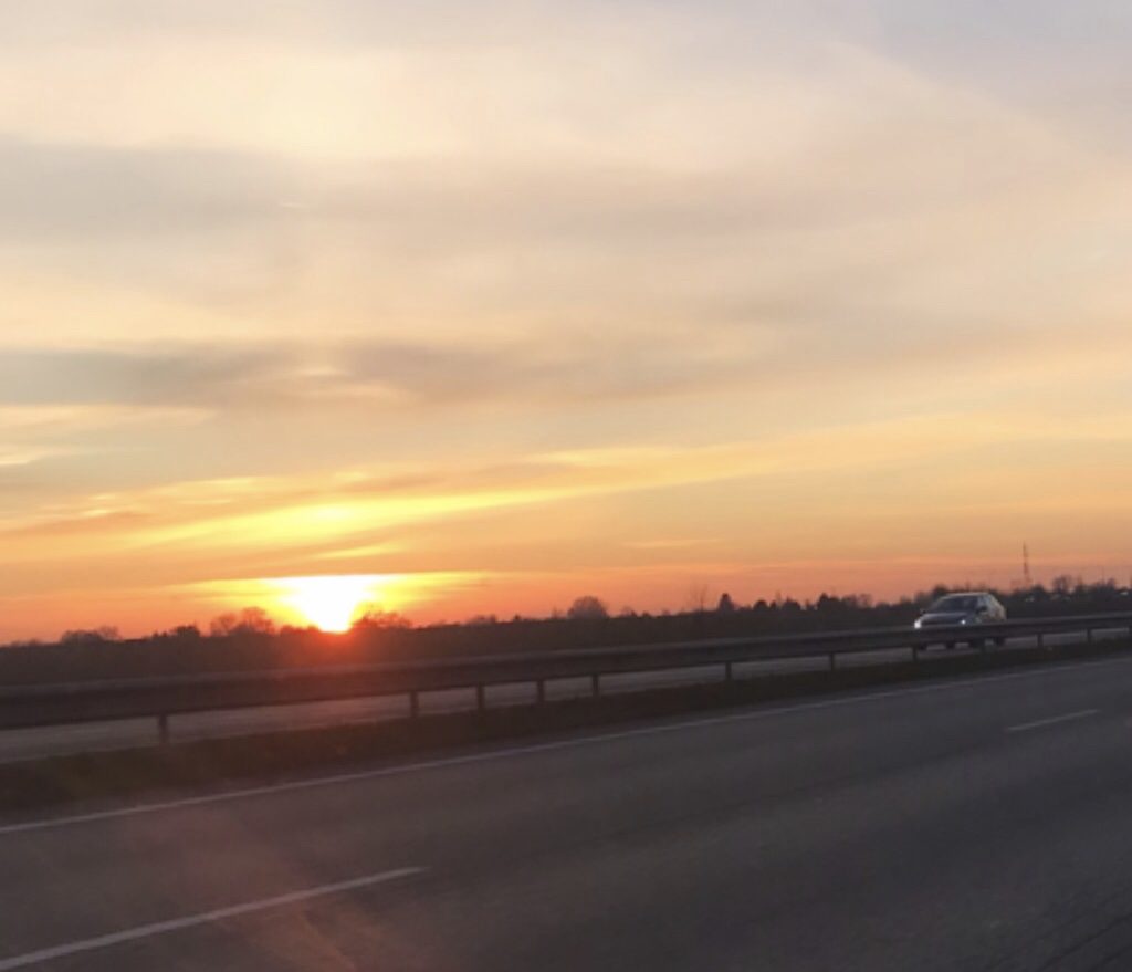 zonsondergang op de terugweg
